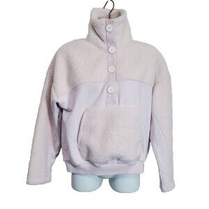 J Crew Sweatshirt XXS Teddy Sherpa Button Front Blush Pink Pockets Fleece